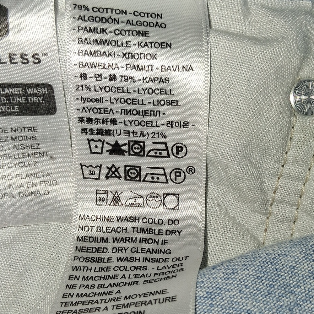 Levi's Ribcage Straight Ankle Blue Jeans Denim 32 Button Fly Pants - Picture 4 of 5